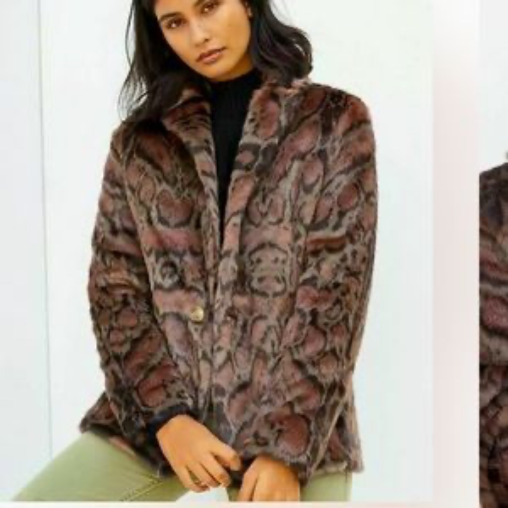 Anthropologie Unreal Fur Leopard Print Blazer